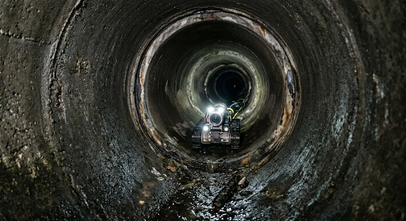 Robotic sewer camera inspecting pipe interior for Sewer Line Repair in Tyrone